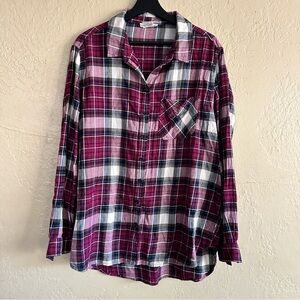 beachlunchlounge Plaid Button Down Shirt - Red and White